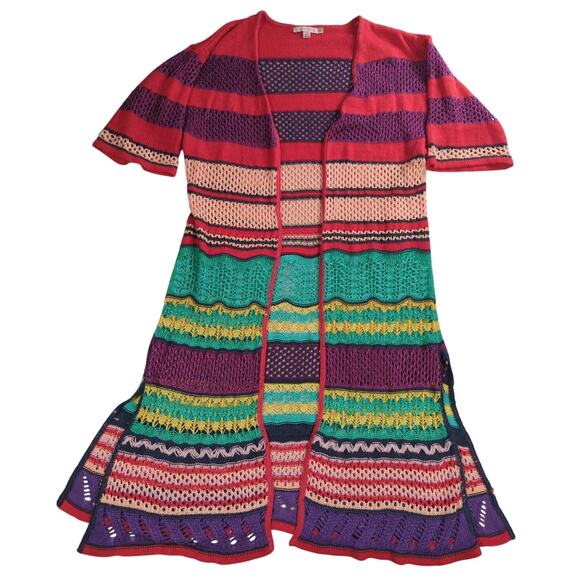 Cecilia Prado Cardigan Womens M Multicolor Knit Open Front Duster Brazil - Picture 1 of 10